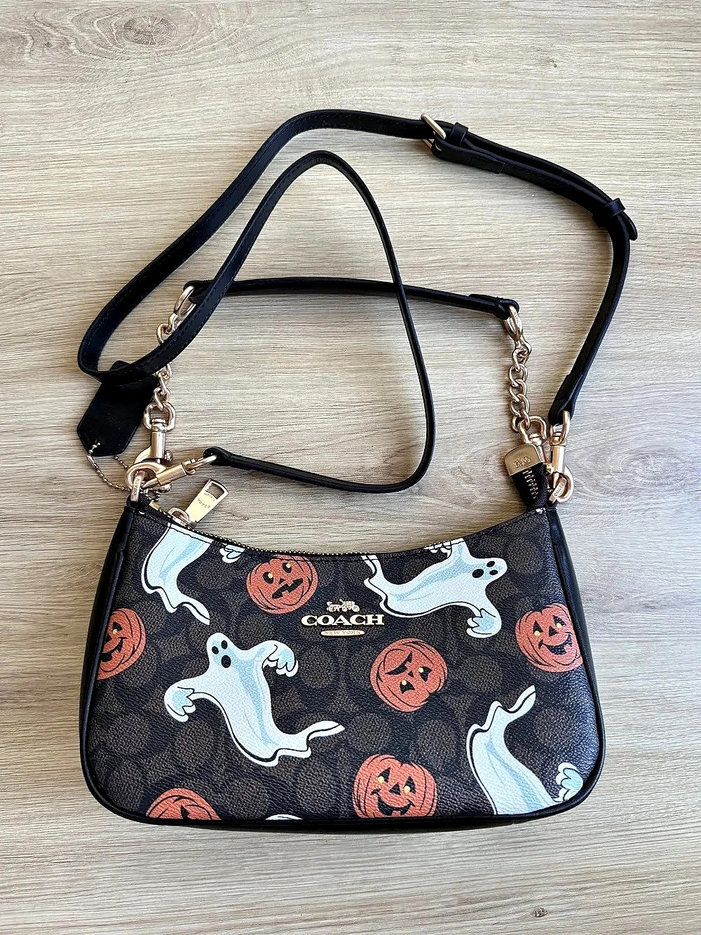 Coach Teri Shoulder Bag in Signature Canvas with Halloween Print Halloween Ghost